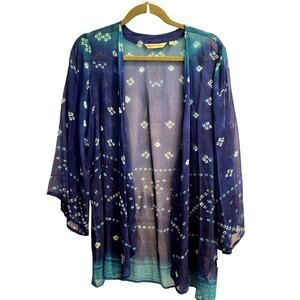 Soft Surroundings Blue Sheer Overlay Top Size Small S